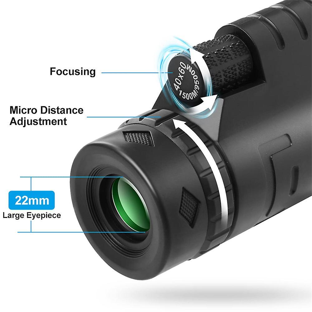 40X60 Zoom Monocular Telescopes with Phone Holder Small Phone Taking Camera Lens for Hiking Camping