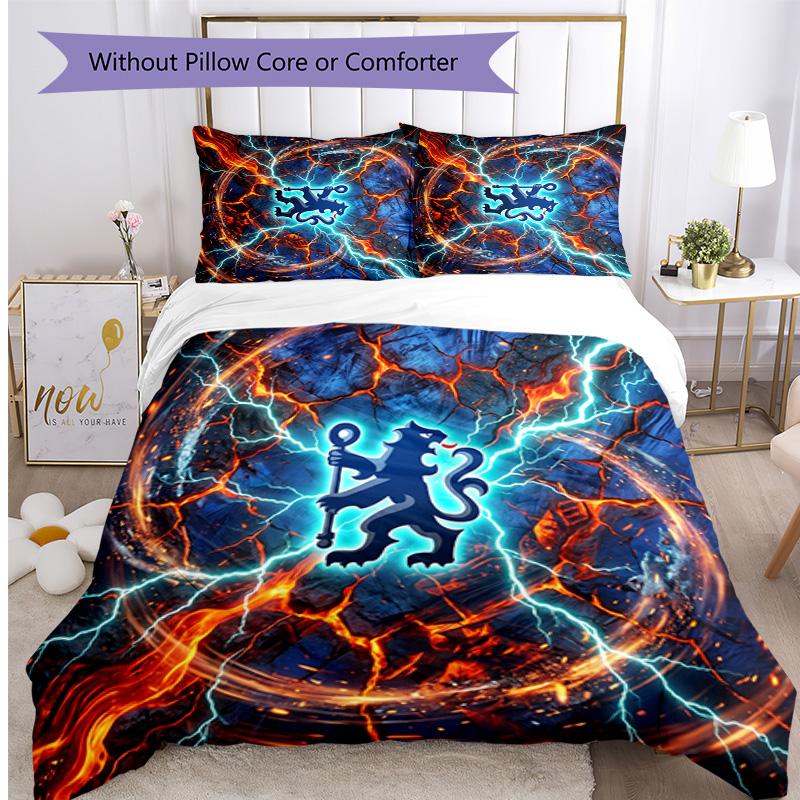 Set Lenzuola 3 Pezzi Stampato Chelsea FC Morbido Delicato sulla Pelle Lavabile Copripiumino e Federe Set Tutte le Stagioni Camera da Letto