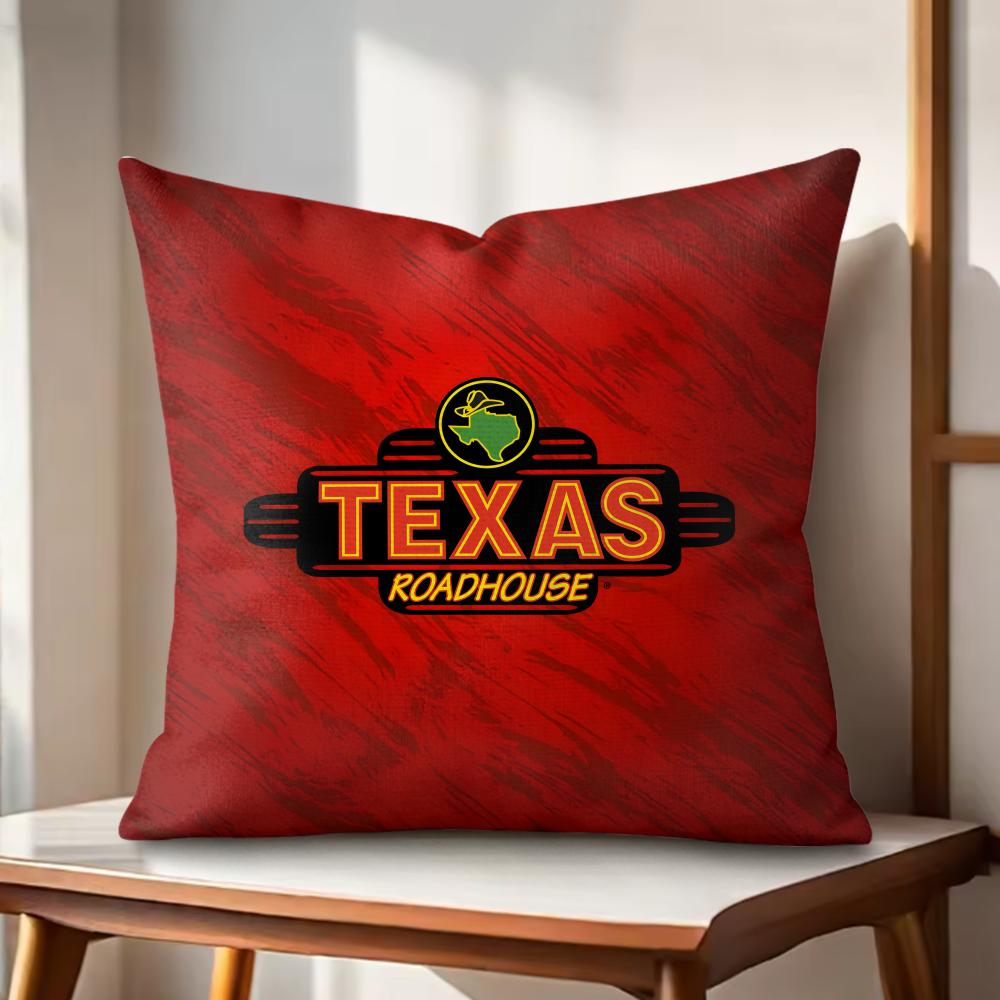 T-Texas Roadhouse Cushion Cover Natural Linen Organic Fabric Double-Sided Printing Couch Pillow Covers Home Decor