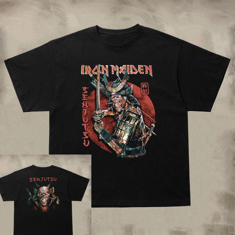 Le Poster du Groupe Iron Maiden Présente Un T-shirt Tendance Marque Imprimée Manches Courtes Manches Courtes Samurai Japonais
