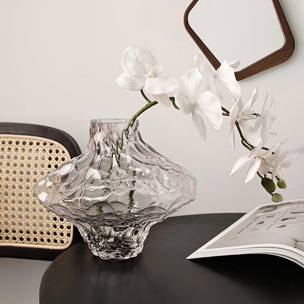 Vases Creative Glass Living Room Restaurant Vase Transparent Hydroponic Flower Arrangement Ornaments Desktop Vase(A)