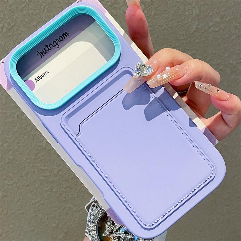 

Creative Card Slot iPhone 12-17 Case with Liquid Skin Feel - Cross-Border Design iPhone 14 Pro Max