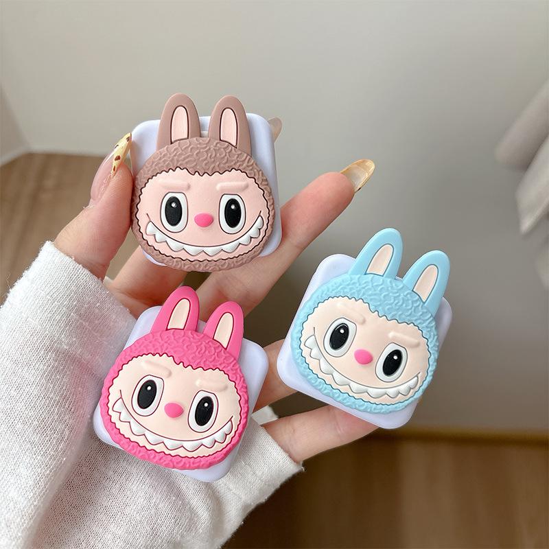 Cartoon Cute Mobile Phone Airbag Bracket Pasted Flip Mirror Telescopic Desktop Support Frame Portable Makeup Mirror Women'S Model
