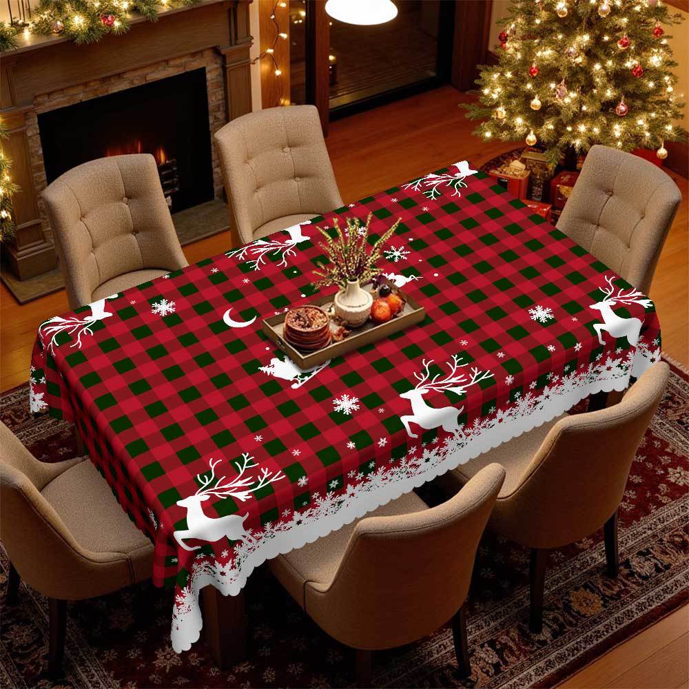 Christmas Tablecloth, Christmas Red And White Tablecloth, Snowman Christmas Tree Gift, Waterproof Wavy Edge, Home Table Decoration Round tablecloth-152x152cm