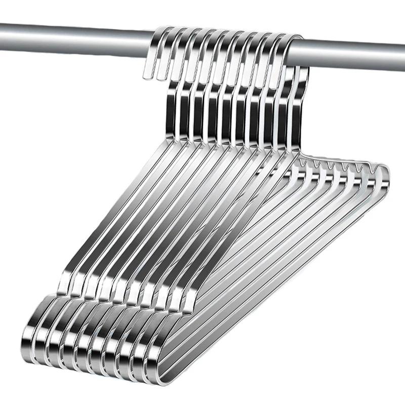 5/10pcs Stainless Steel Clothes Hanger 40/42/45/47cm Large Adult Hangers Household Dresses T-shirts Coat Sweater Drying Racks
