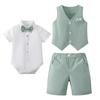 European & American Boys' Summer Three-Piece Set: T-shirt, Shorts, Vest - Children's Formal Outfit.