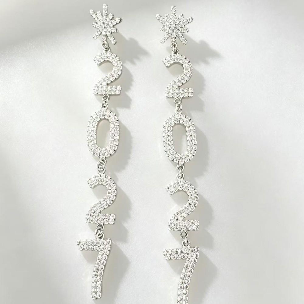 1 Pair/Set Fashion 2027 Digital Earrings 2027 Number Pendant Earrings Celebration Holiday