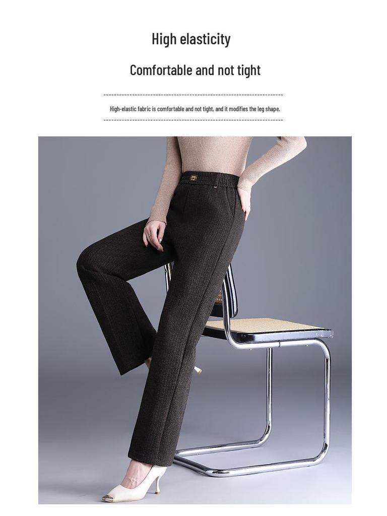 Women's Casual Thick Straight-Leg Pants for Spring, Autumn, and Winter - Suitable for Middle-Aged and Elderly