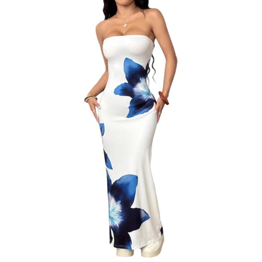 European and American Trends, Summer New Fashion Temperament, Sexy Tube Top, Slim-fitting Long Holiday Dress
