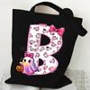 Halloween personalized print student canvas bag tutoring bag 26 letters fashion shoulder bag women large capacity