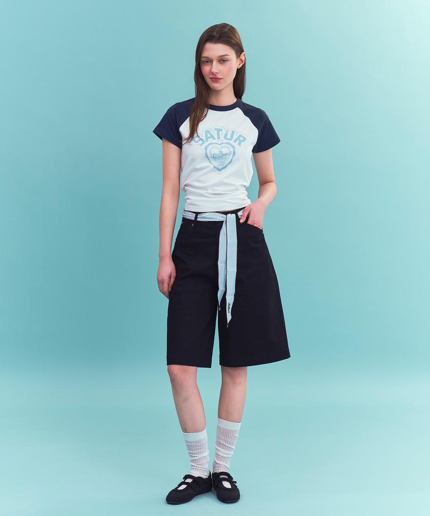 Seteo (W) Stitch Cotton Bermuda Pants Black