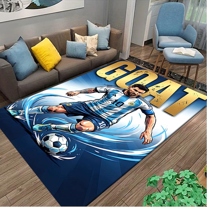 [Football Star Messi Printed Carpet] Non-slip Office Rug, Cozy Area Carprt for Living Room Use, Soft Home Sofa Chair Mat
