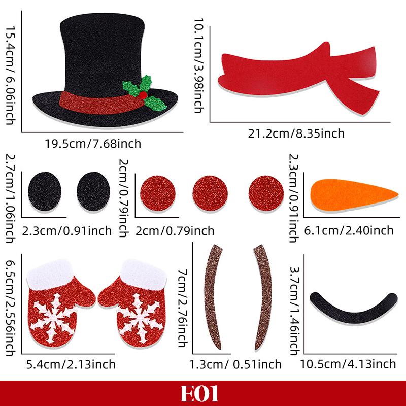 Christmas Door Window Stickers Felt Cloth Cartoon Snowman Santa Claus Elk Wall Sticker for Winter Xmas Noel Happy New Year Decor