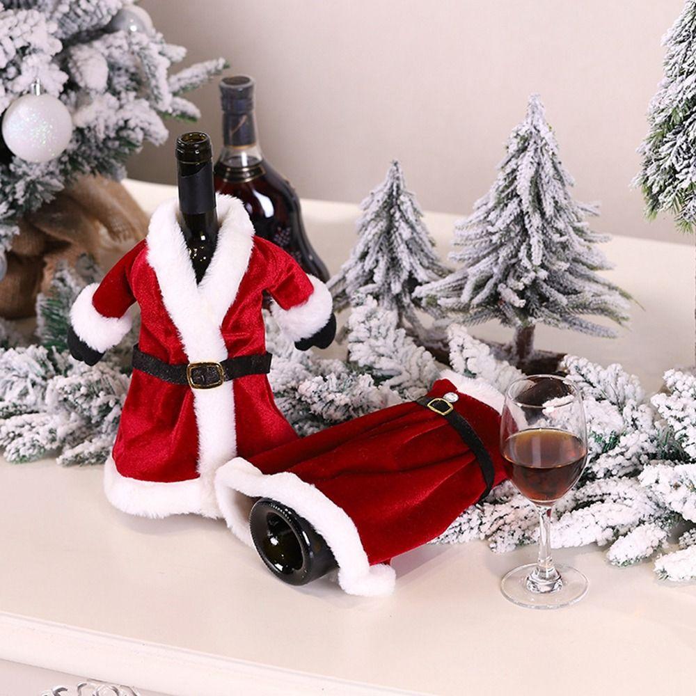 Set Christmas Dinner Table Decor Dress Wine Bottle Cover Wine Bottle Bag New Year Gift Ornament