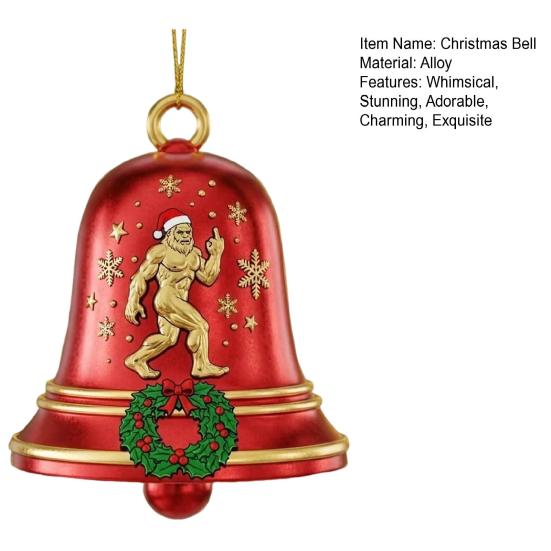 Big Foot Christmas Bell Ornament Metal Bell Christmas Tree Hanging Pendant Holiday Stocking Stuffers Gifts for Big Foot Lovers