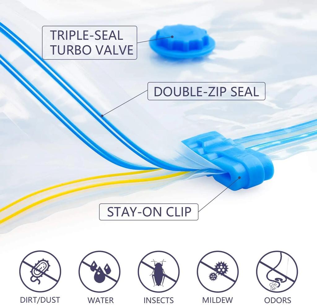 10/20PCS 50x55cm Vacuum Storage Bags Space Save Compression Travel Seal Zipper for Clothes Pillows Bedding Closet Home Organizer