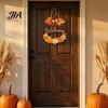 Hello Autumn Wood Plaque Harvest Wooden Wreath Pendant, Front Door Hanging Ornaments with Hemp Rope, Natural Fall Sign Pumpkins Maple Leaves