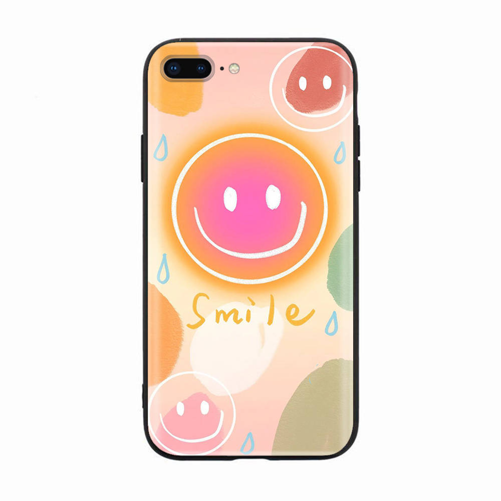 Black Case for Xiaomi Redmi 13C Note 9 iPhone XR 7 8 14 15 11 12 13 X XS Pro Max Samsung A25 S23 S24 FE Ultra Plus Happy Smile