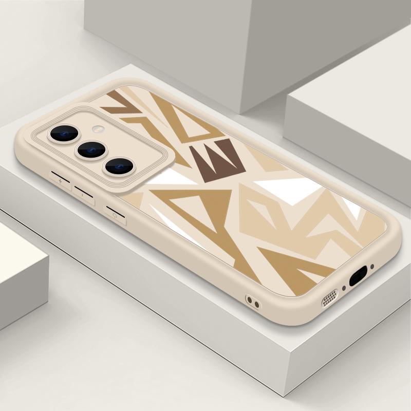 Geometrický Vzor Nárazuvzdorné TPU Pouzdro Pro Samsung S25 Ultra S24 FE S23 A56 A36 A16 A15 A55 A35 Matná Ochrana Objektivu Měkký Silikonový Kryt na Telefon