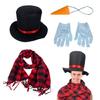 4 Pcs Snowman Costume Kits Frosty Costume Snowman Kits Top Hat Scarf Nose Gloves for Women Men