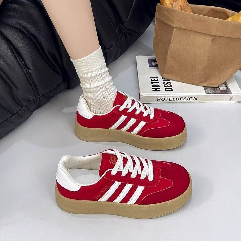 Dexun heightening red new retro thick baseplate shoes casual shoes plate shoes thick sole heightening shoes 35 красный
