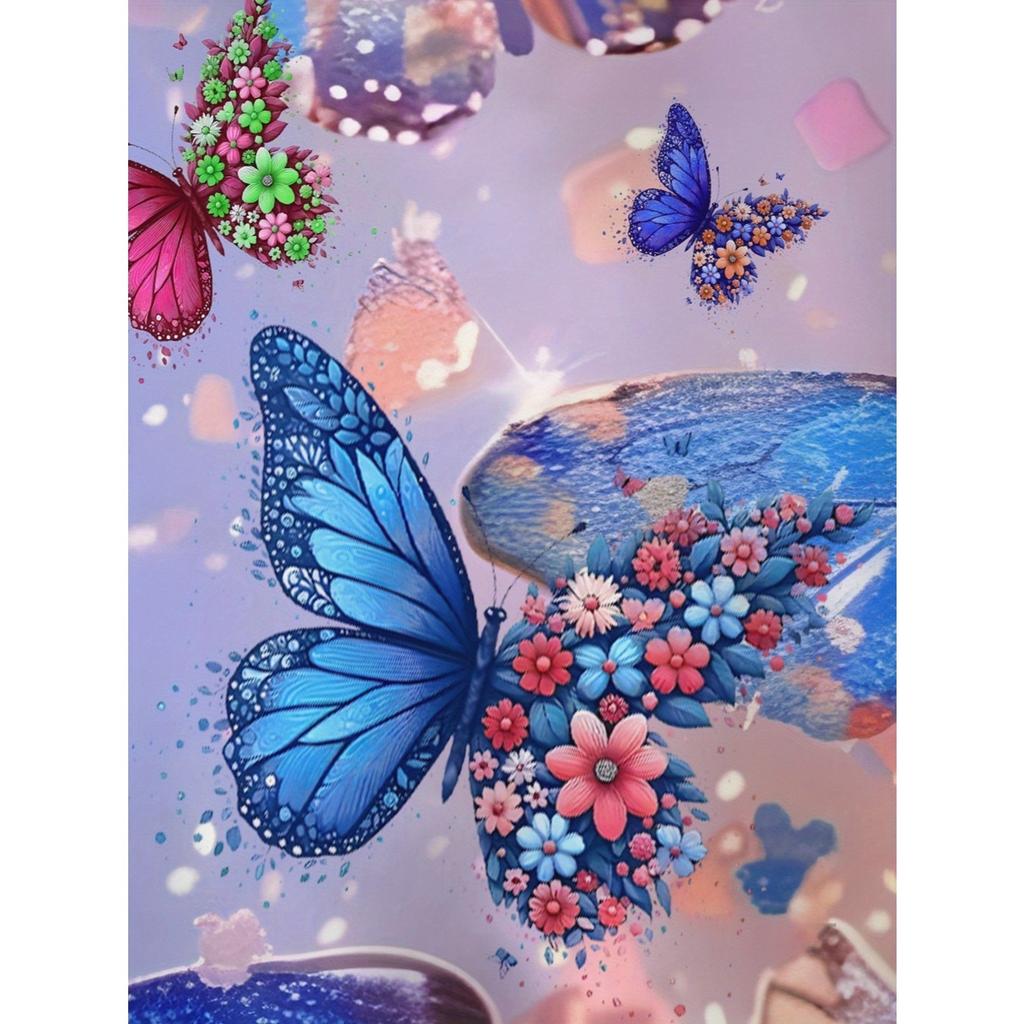 3D Digital Printing Dream Pink Purple Tone, Flower Wings Butterfly Pattern Hoodie Fashion Trend Casual Children's Clothing