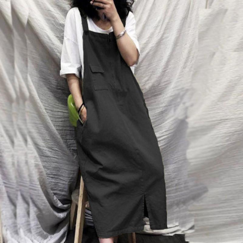 Korean/Japanese Retro Loose Mid-Length Strap Dress - Women's Slimming Fairy Style
