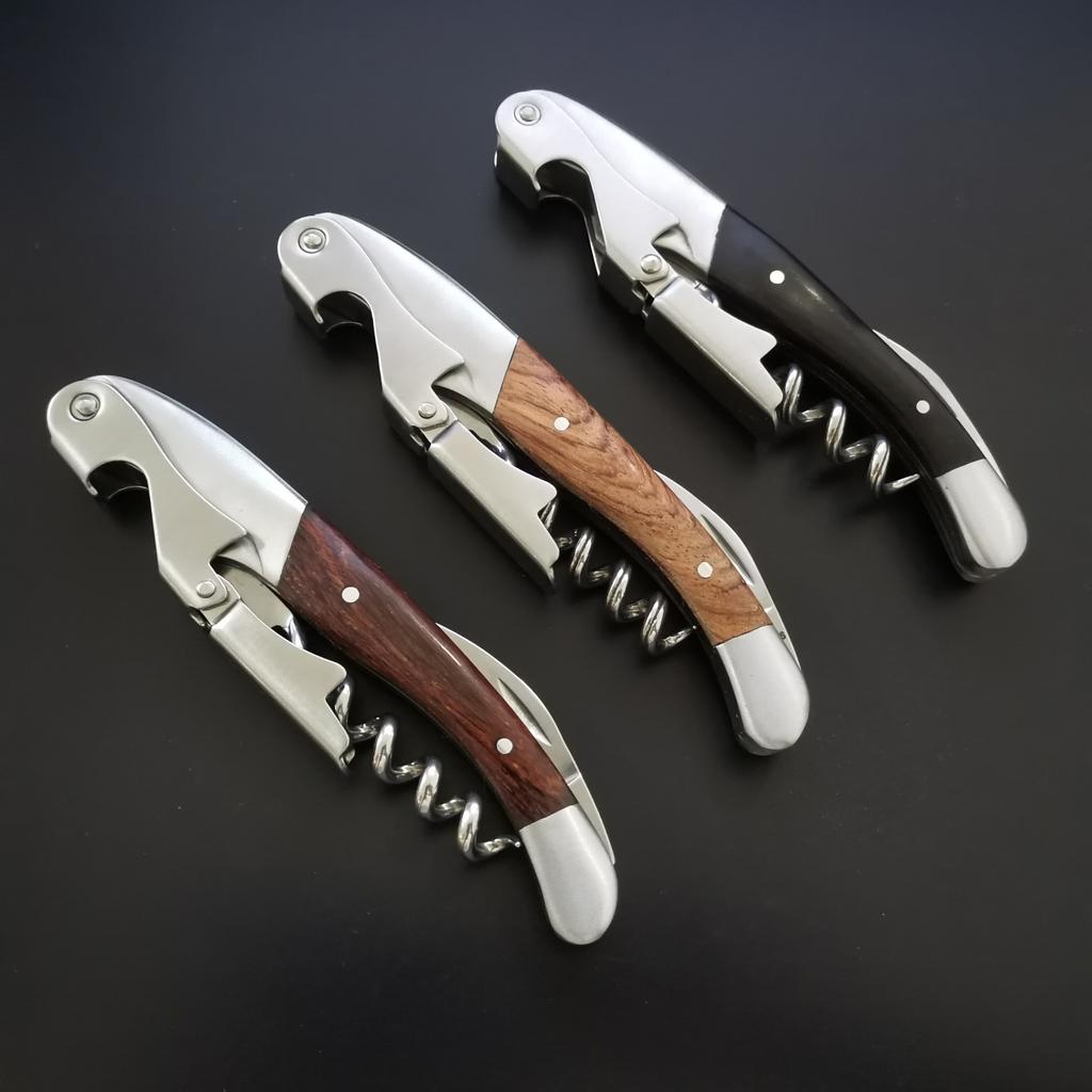 Stainless Steel Red Wine Beer Bottle Opener Cork Screw Wood Multi Function Seahorse Safe Cut Kitchen Bar Tools Wholesale