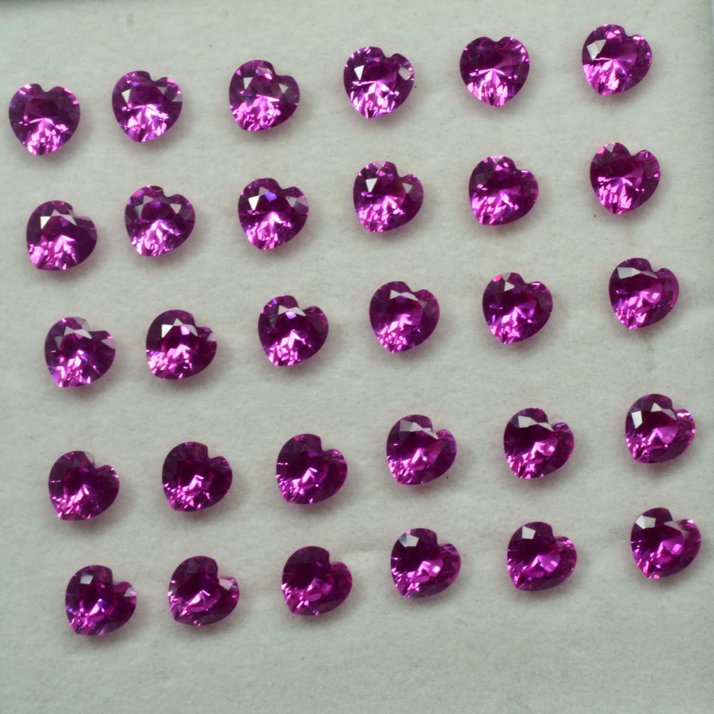 Natural Pink Ruby Loose Gemstone 24 pcs Untreated Heart Cut 7x7 mm for Jewelry Making and Crafts