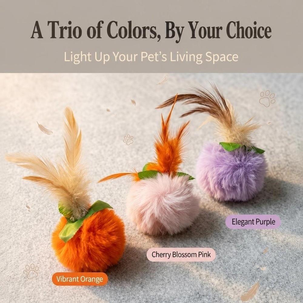 With Feather Cat Toy Persimmon-Shaped Interactive Chasing Pet Toy Portable Pet Toy Cats Kittens