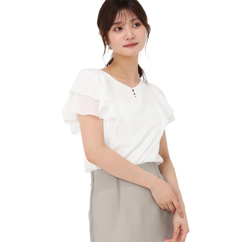 Mishmash Short for Commuting and Office Casual Wear Women's Shirt/Blouse, Sleeve, Ruffled, White,