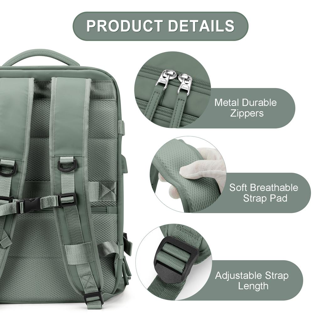 Reiserucksack, wasserdichter Handgepäck-Rucksack, Laptop-Rucksack für Damen und Herren, geeignet zum Studieren, Reisen oder Arbeiten