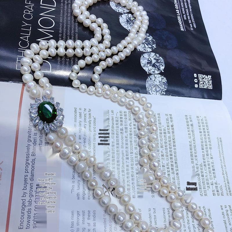 Elegant Women's Multi-layer Freshwater Pearl Choker Necklace, 8-9mm Pearls, Noble Temperament Fashion.