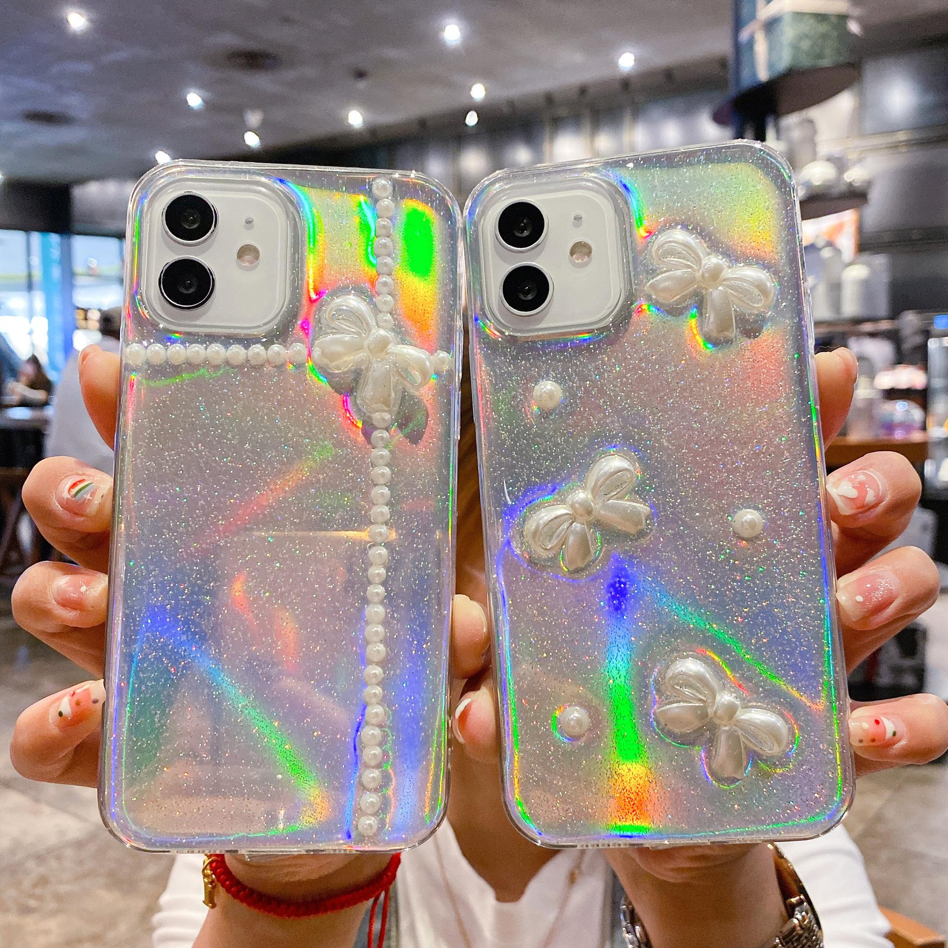 

Тривимірний чохол для мобільного телефону Apple 16Plus/15Pro MAX/iPhone14/13/12 з блискучим перламутровим вузлом iPhone 12/ 12 Pro