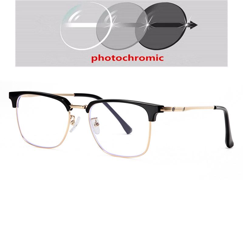 Prescription 0 -0.5 -0.75 To -6.0 Half Frame Square Nearsighted Glasses For Men Retro Anti Blue Rays Myopes Lunettes Male