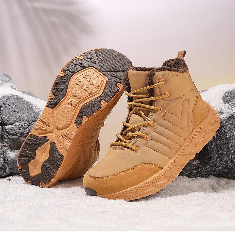 

Хлопковые сноубутсы на толстой подошве, увеличивающие рост, с флисовой подкладкой, легкие, нескользящие, теплые зимние ботинки для хайкинга для мужчин и женщин. 45