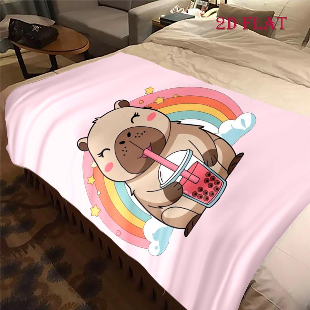 Rainbow Bear Sips Pink Drink blanket blanket Soft and comfortable Outdoor plush blanket Christmas gifts sheet