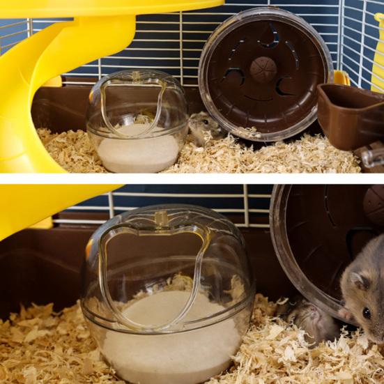 Hamster Bathtub Transparent Sand Bath Box Splash Proof Hamster Bathroom Small Animal Toilet
