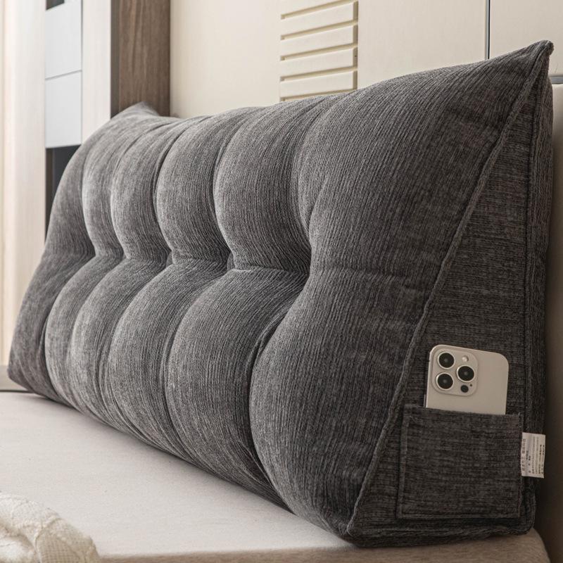 Grenzüberschreitendes dreieckiges Kopfteilkissen: Doppelte Rückenlehne, Weiche Polsterung, Lendenwirbelstütze für Sofa & Bett