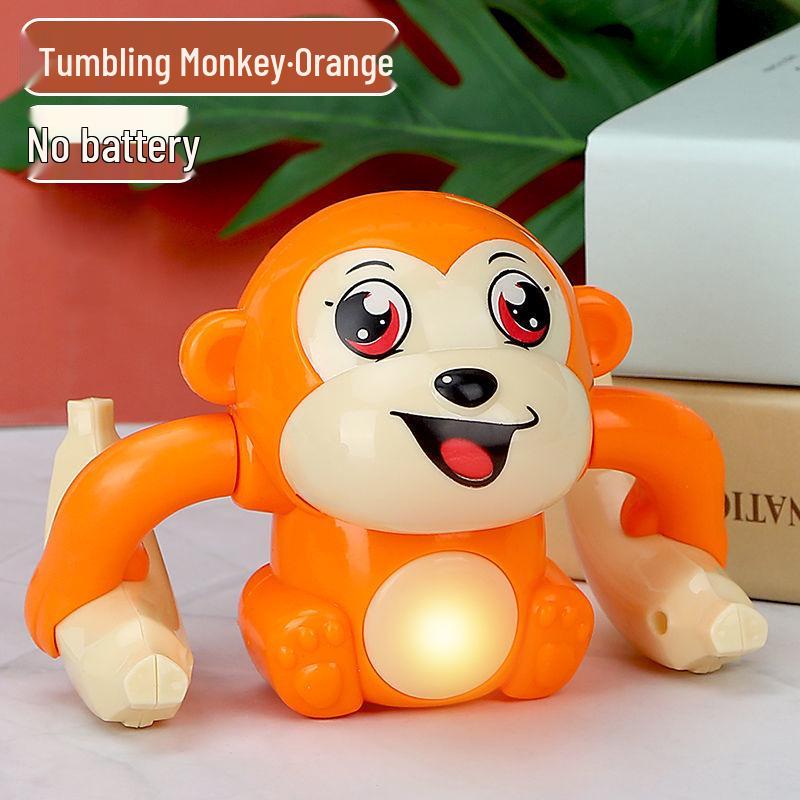TikTok Electric Tumbling Monkey Toy for Kids – Early Education Light Music Somersault Crawling Monkey