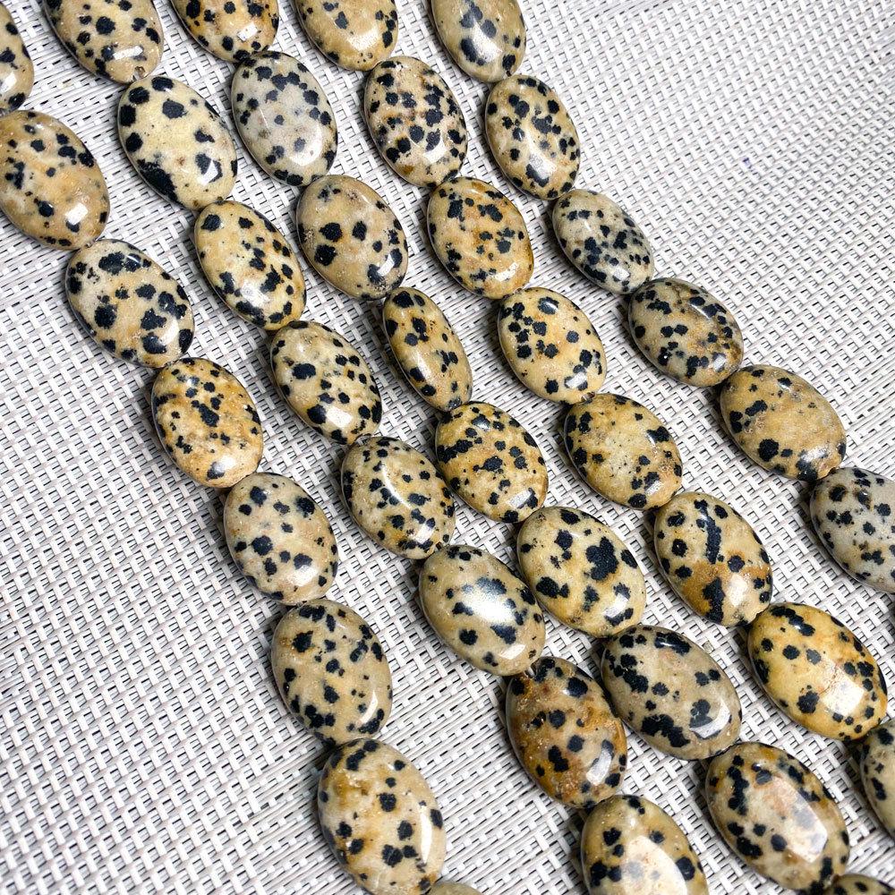 Hand-Painted Natural Gemstone Oval Beads for DIY Jewelry Necklaces & Bracelets