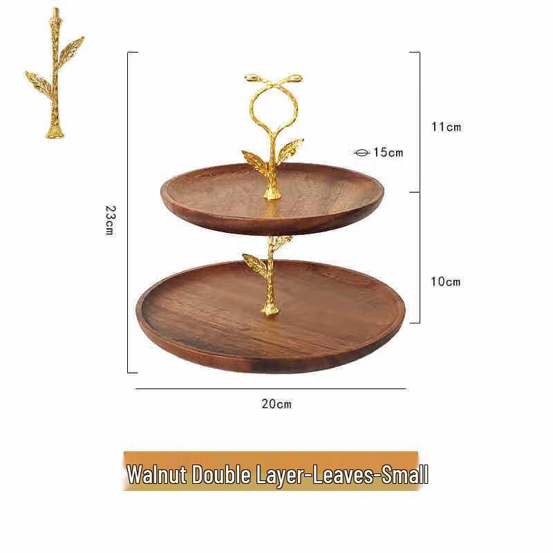 Walnut Wood Multi-layer Serving Tray 04 Double Layer Small