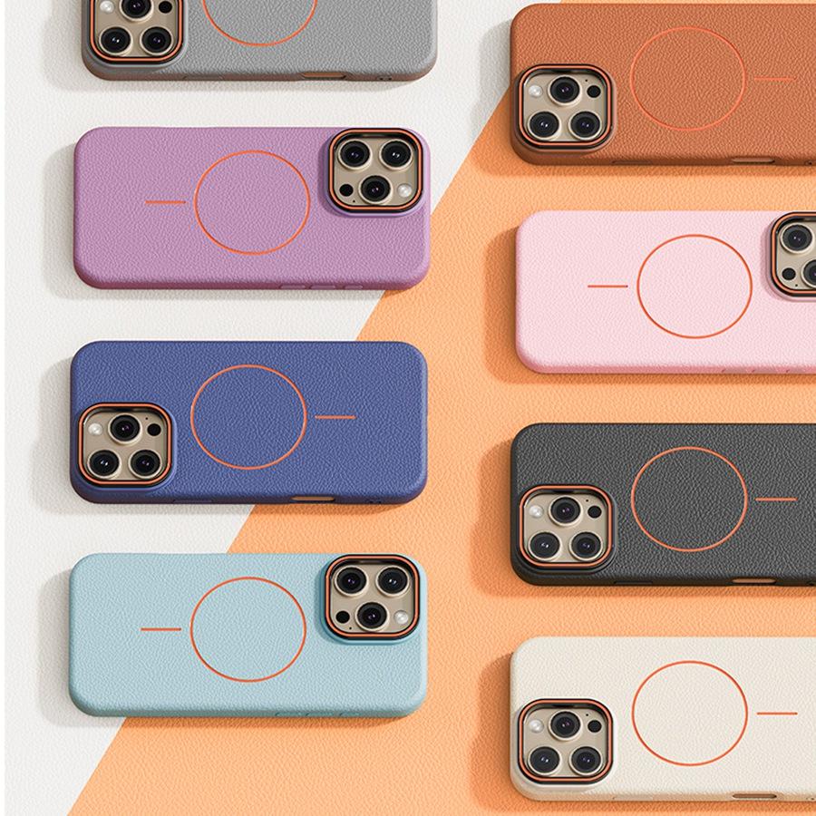 Magnetický ultratenký PU kožený kryt na telefon s texturou liči pro iPhone 16/15/14/13/12/11 Pro Max 16 Plus Kompatibilní s bezdrátovým nabíjením Tenký kryt na telefon