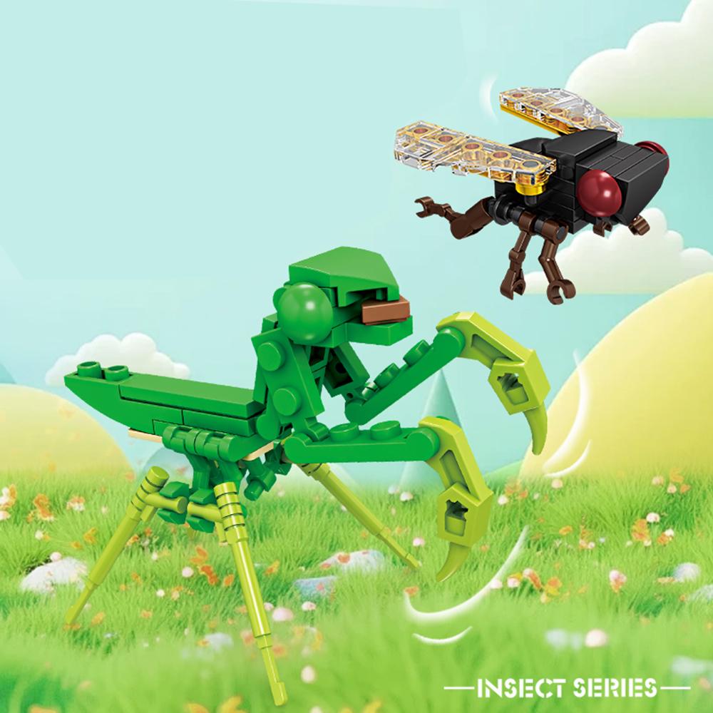 Miniature Insect and Plant Block Toys, Ideal Indoor Desk Decoration, Educational Assembly Toys for Kids, DIY Insect Model Gifts