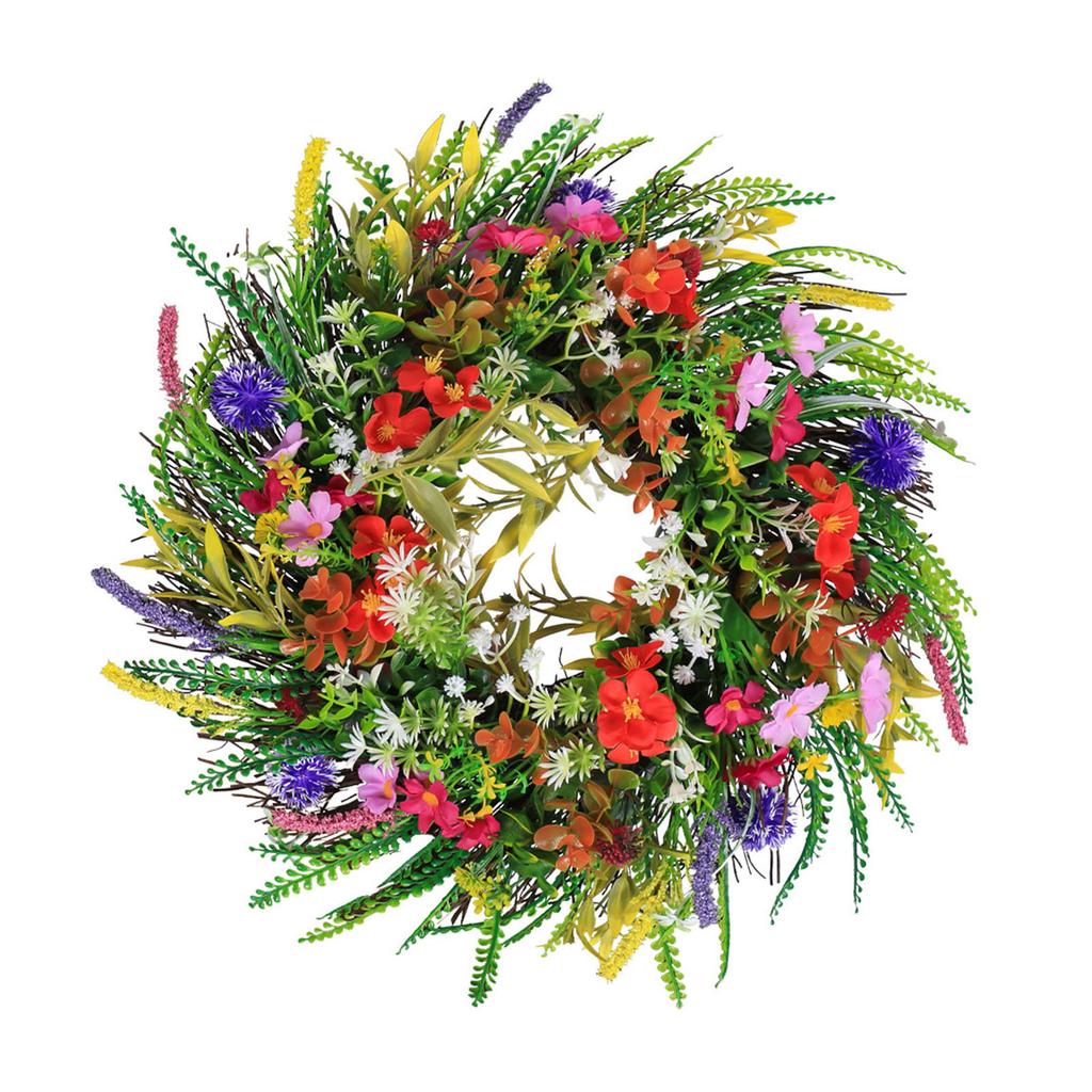 Spring Wrth Plastic Grass Front Door Artificial Flower Wrth for Outdoor Indoor Decoration 45cm