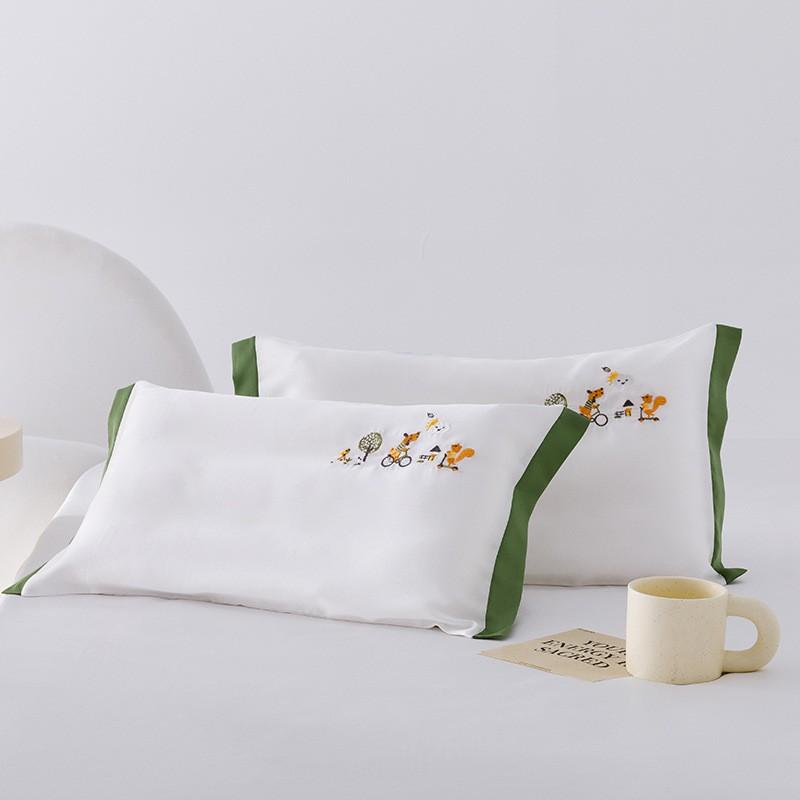 Soft Tencel Kids Pillowcase Cartoon Print Bedding Single Piece Children