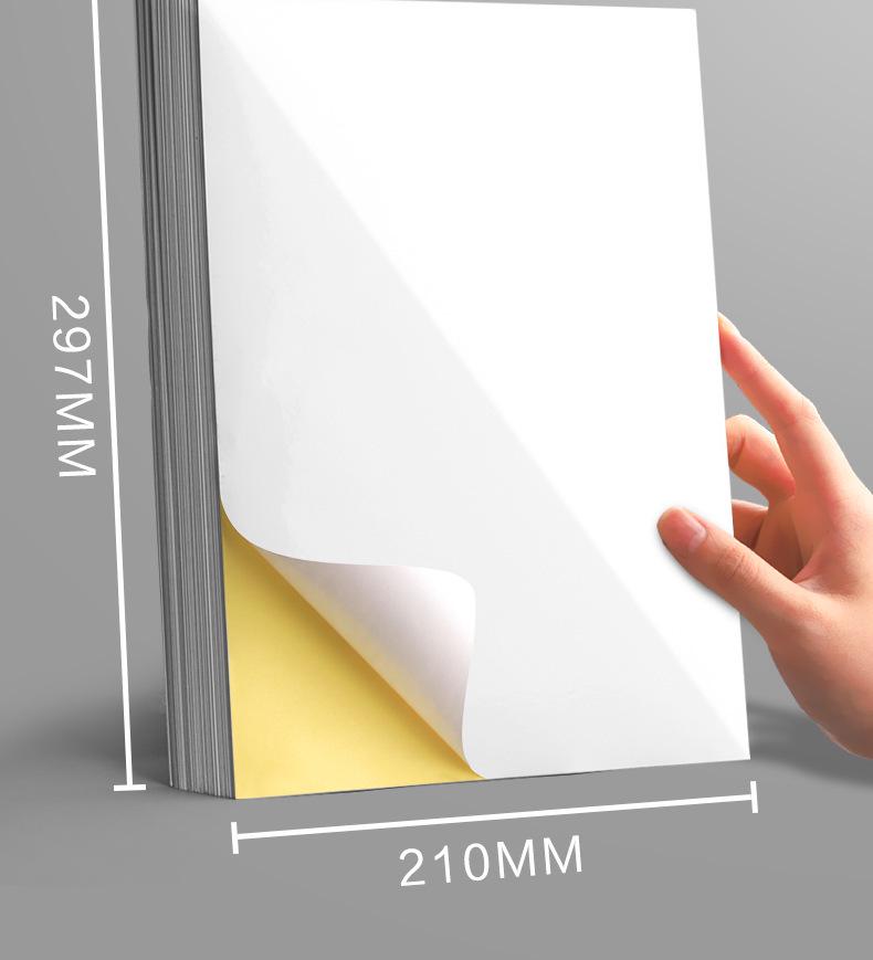 A4 Glossy Self-Adhesive Label Sheets (100-Pack) for Laser Printers, Non-Sticky Sub-Surface, Blank Stickers