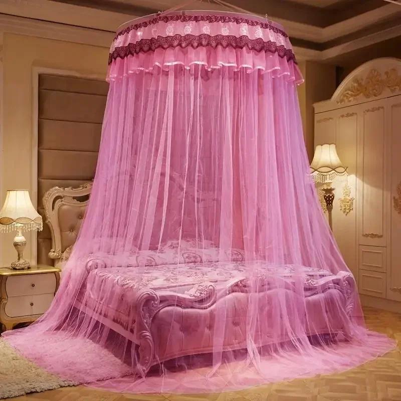 1-2M European-Style Palace Dome Mosquito Net Kid Baby Bed Canopy Bedcover Curtain Bedding Romantic Baby Girl Round Dome Tent