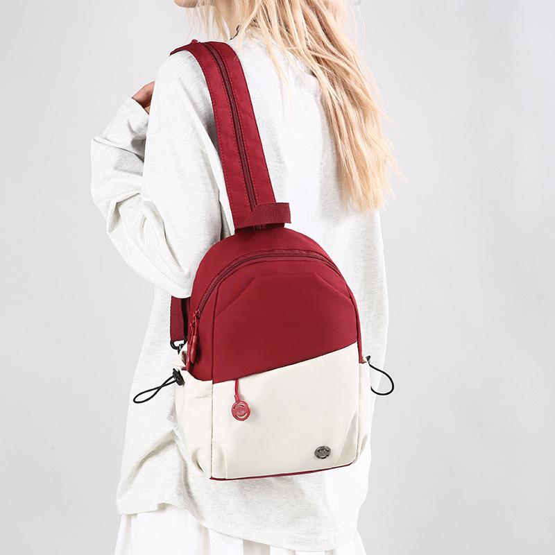 New Style Women'S Student Backpack Multi-Purpose Color-Blocking Casual Crossbody Chest Bag Trendy Lightweight Street Travel Small Backpack