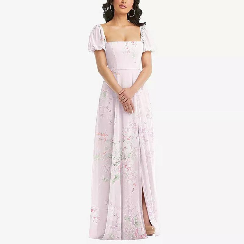 2025 European and American new dresses, high-end, backless skirts, women's dresses, light luxury French elegant long skirts